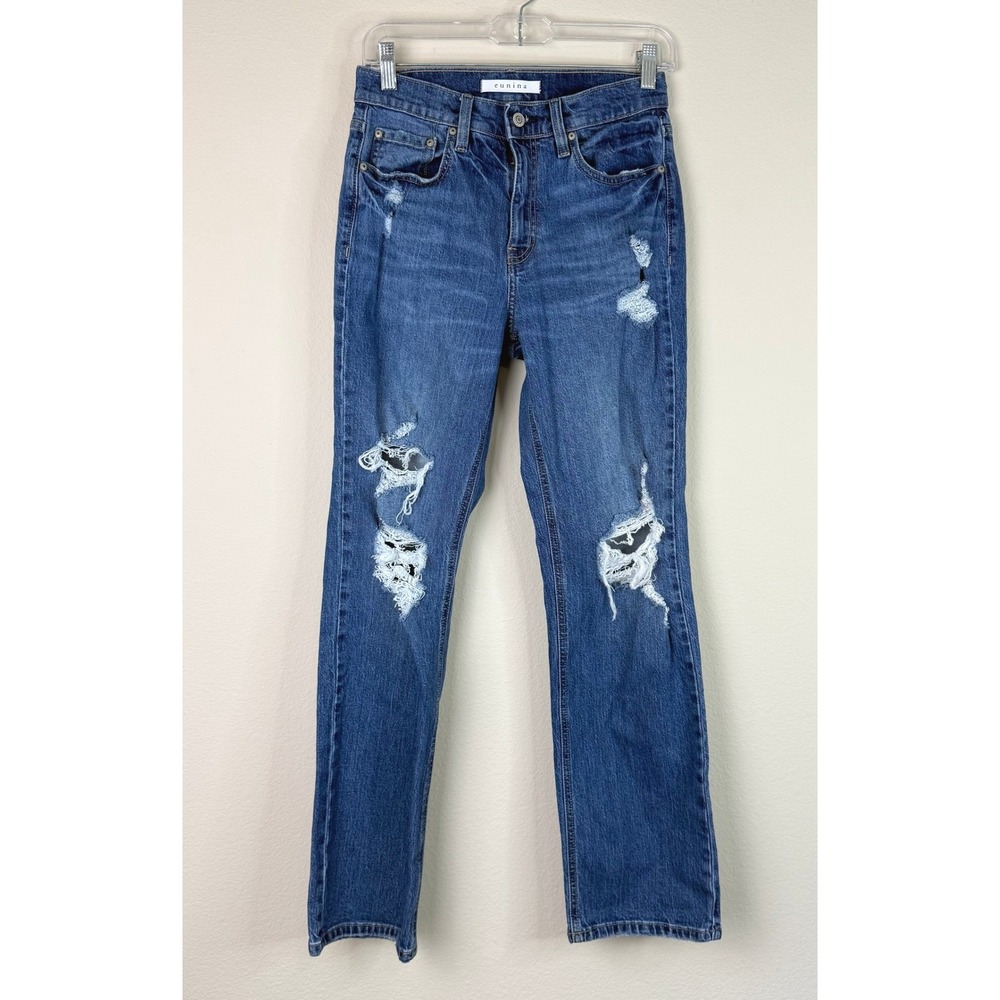 Eunina Women's Distressed Cool Super High Rise Dad Denim Jeans Size 26